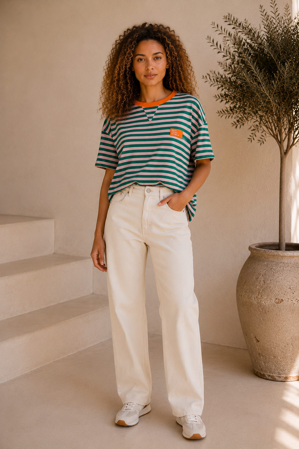 Feline | Striped Statement T-shirt