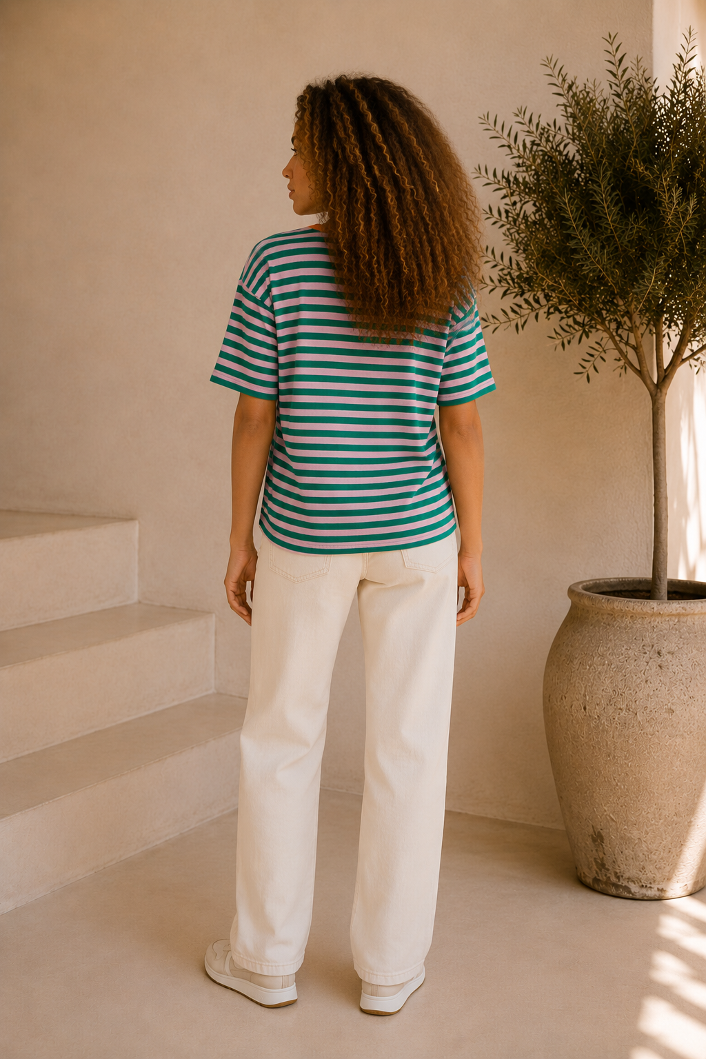 Feline | Striped Statement T-shirt