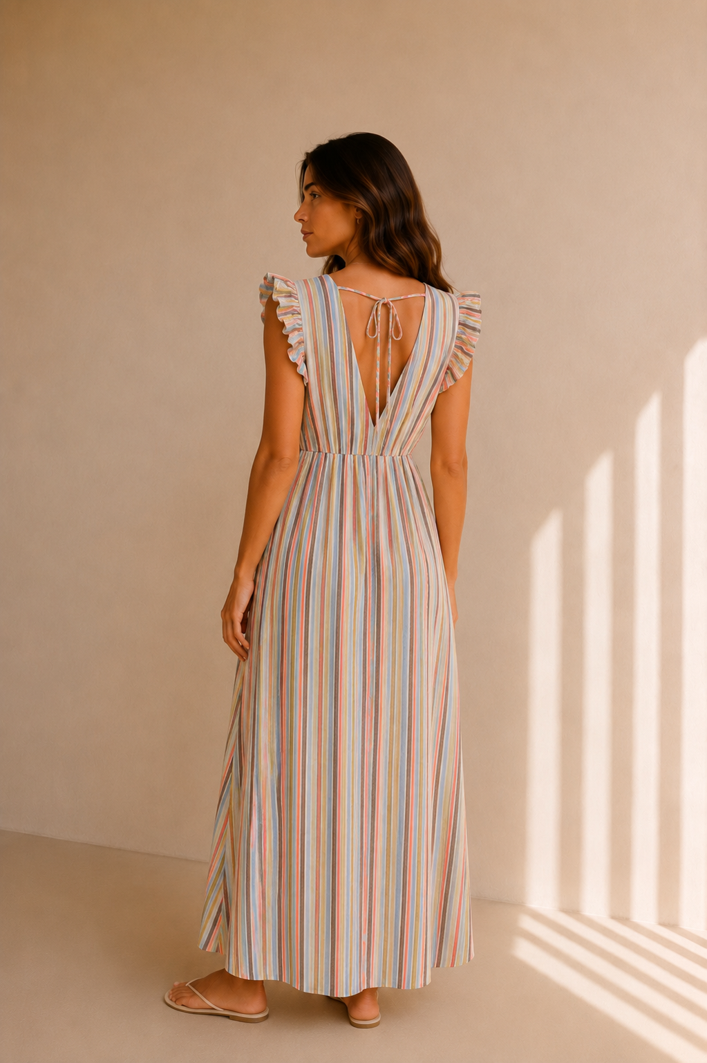 Isabelle Multicolor Maxi Jurk - Beige