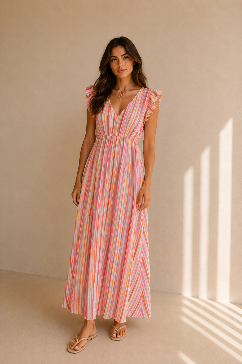 Isabelle Multicolor Maxi Jurk - Roze