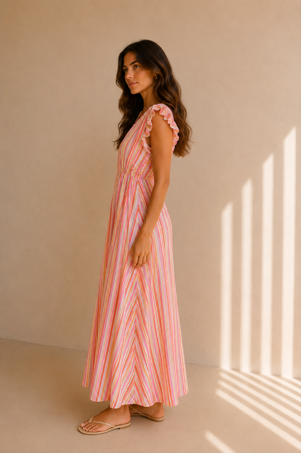 Isabelle Multicolor Maxi Jurk - Roze